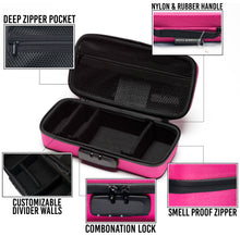 Load image into Gallery viewer, BOMBER CASE - Combination Lock Box - Smell Proof Stash Case - Customizable Padded Interior - Flexible Construction and Odor Proof Locking Zipper - Safe Container - 9.5" x 4" x 3.5" - 5 Colors